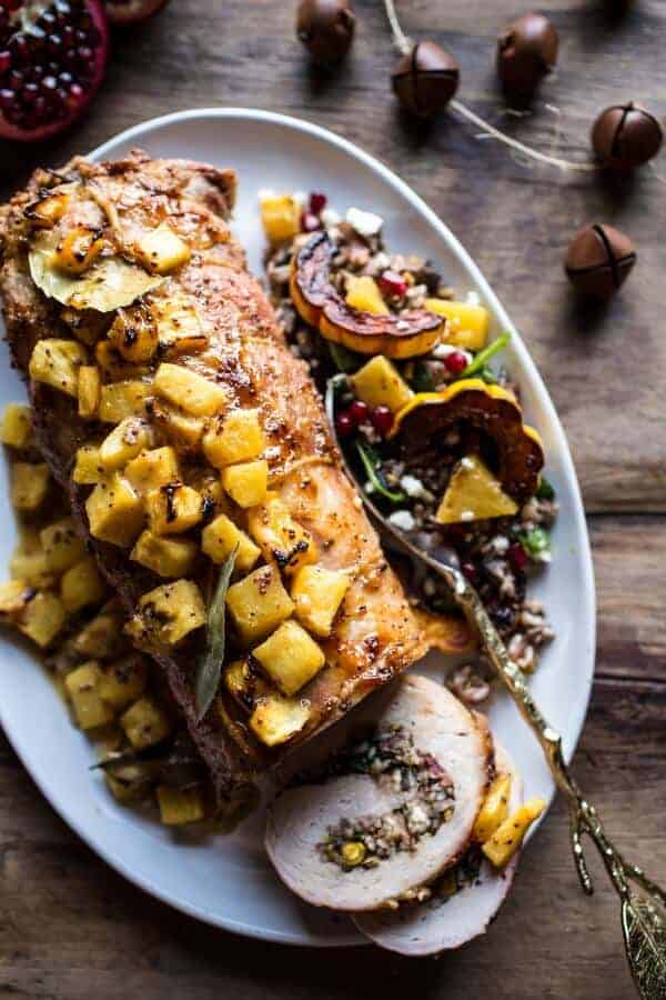 Pineapple Glazed Pork Roast with Bacon Wild Rice Stuffing | halfbakedharvest.com @hbharvest