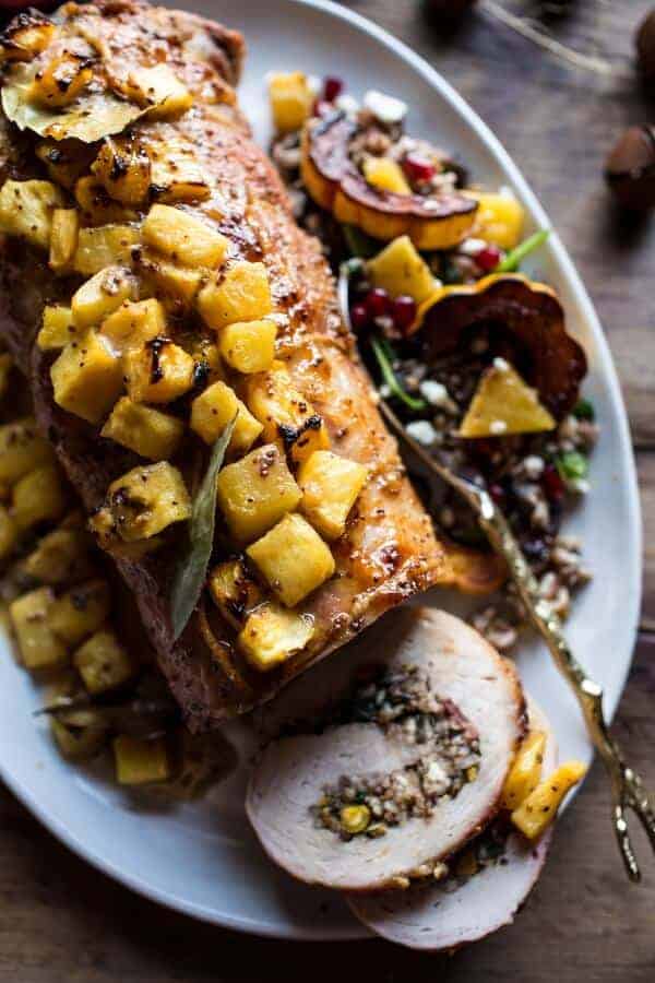 Pineapple Glazed Pork Roast with Bacon Wild Rice Stuffing | halfbakedharvest.com @hbharvest