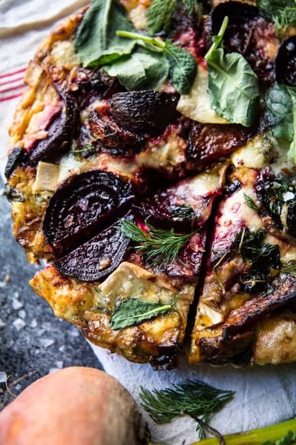 Roasted Beet, Baby Kale and Brie Quiche | halfbakedharvest.com @hbharvest