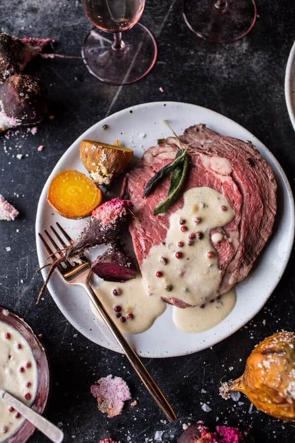 Sage Crusted Standing Rib Roast with Gorgonzola Cream Sauce (VIDEO) | halfbakedharvest.com @hbharvest