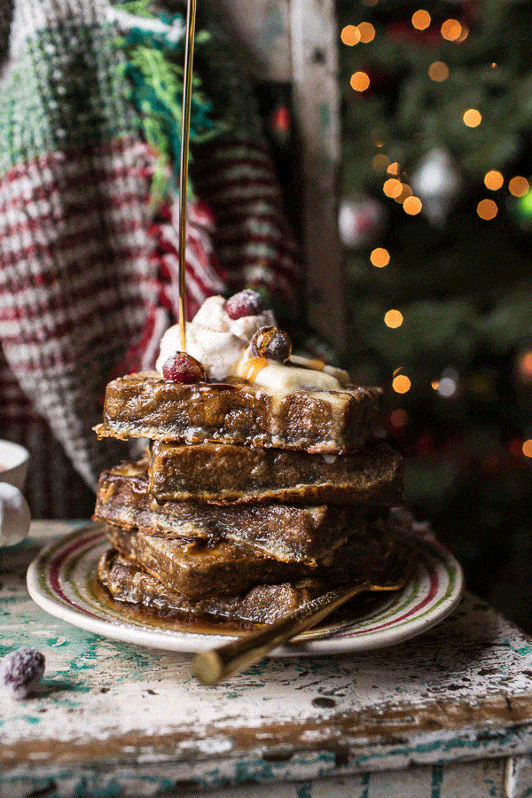 Baked Gingerbread Custard Waffle French Toast (VIDEO) | halfbakedharvest.com @hbharvest