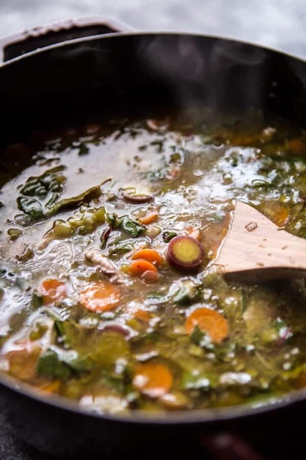 Winter Vegetable Chicken Noodle Soup with Asiago Crostini | halfbakedharvest.com @hbharvest