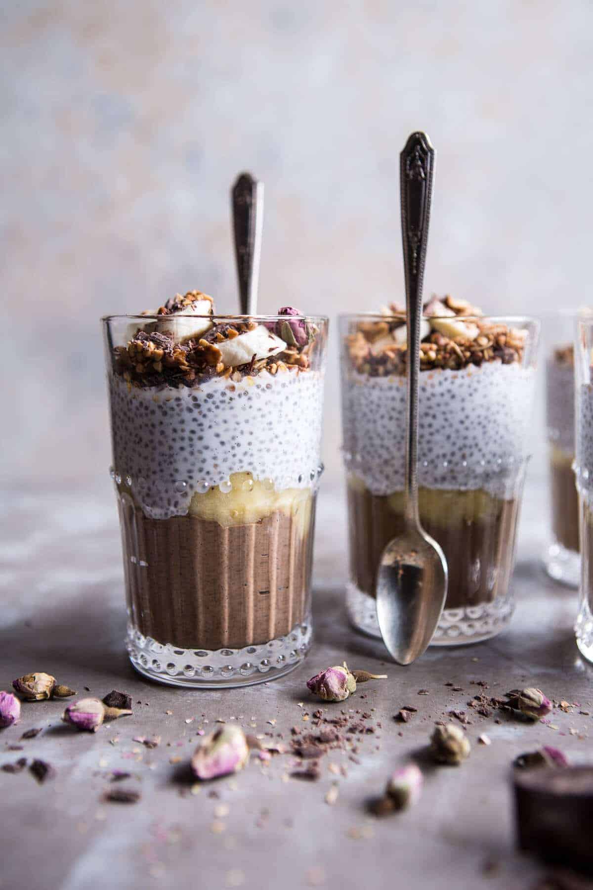 Banana and Chocolate Chia Cream Pie Parfaits | halfbakedharvest.com @hbharvest