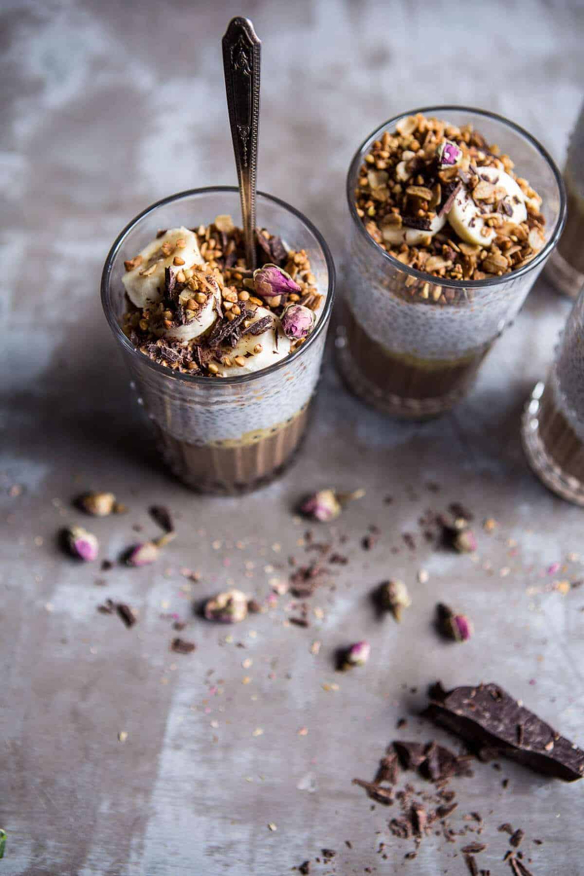 Banana and Chocolate Chia Cream Pie Parfaits | halfbakedharvest.com @hbharvest