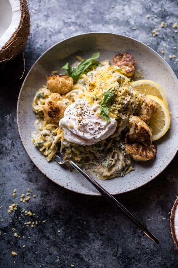 Creamy Coconut Cashew Spaghetti Squash %22Alfredo%22 with Roasted Cauliflower | halfbakedharvest.com @hbharvest