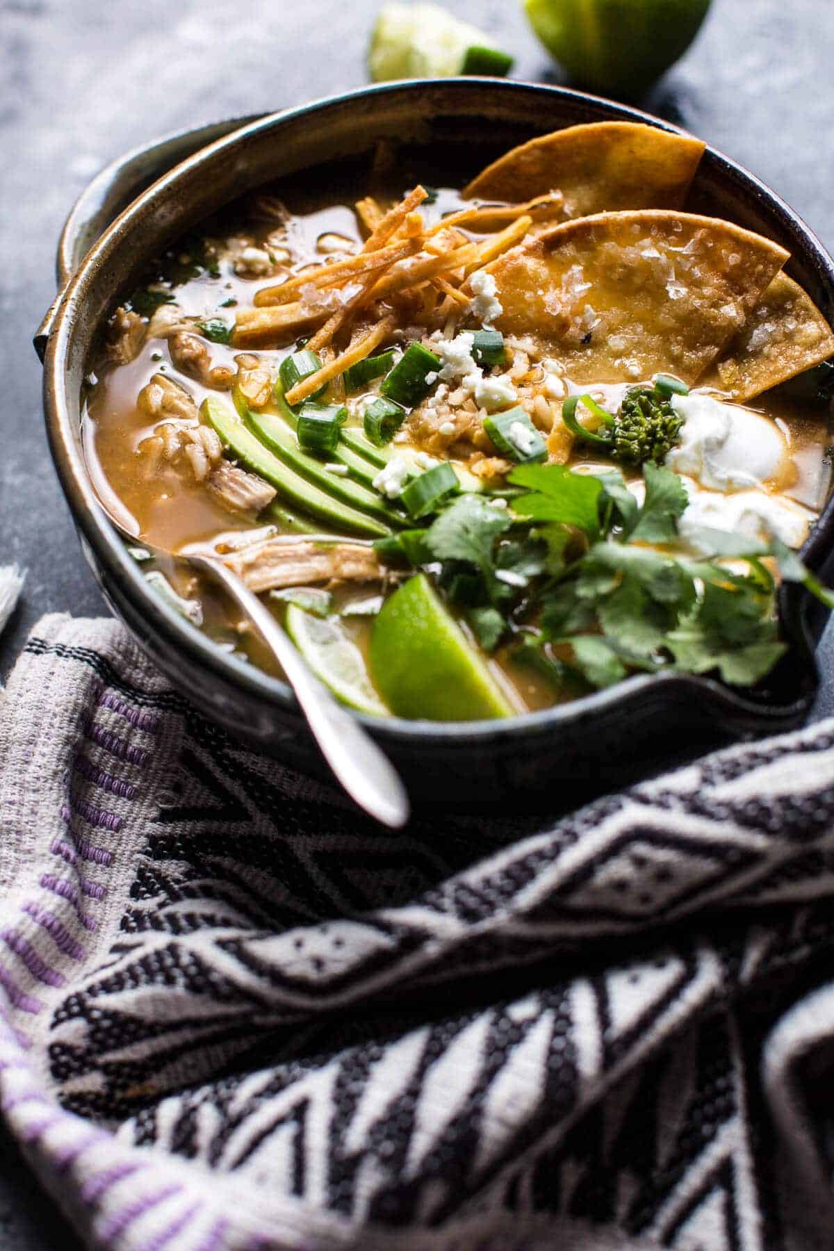 Salsa Verde Chicken and Rice Tortilla Soup | halfbakedharvest.com @hbharvest
