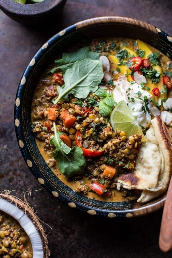 Simple Coconut Quinoa and Lentil Curry with Lime Mango | halfbakedharvest.com @hbharvest