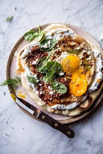 Turkish Fried Eggs in Herbed Yogurt | halfbakedharvest.com @hbharvest