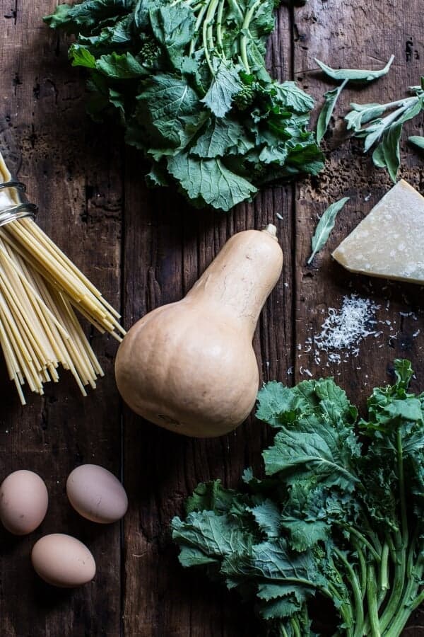 Winter Squash Carbonara with Broccoli Rabe and Sage | halfbakedharvest @hbharvest