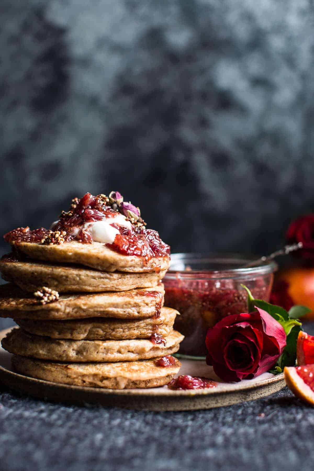 Coconut Quinoa Pancakes with Citrus Whipped Ricotta and Rosy Blood Orange Jam | halfbakedharvest.com @hbharvest