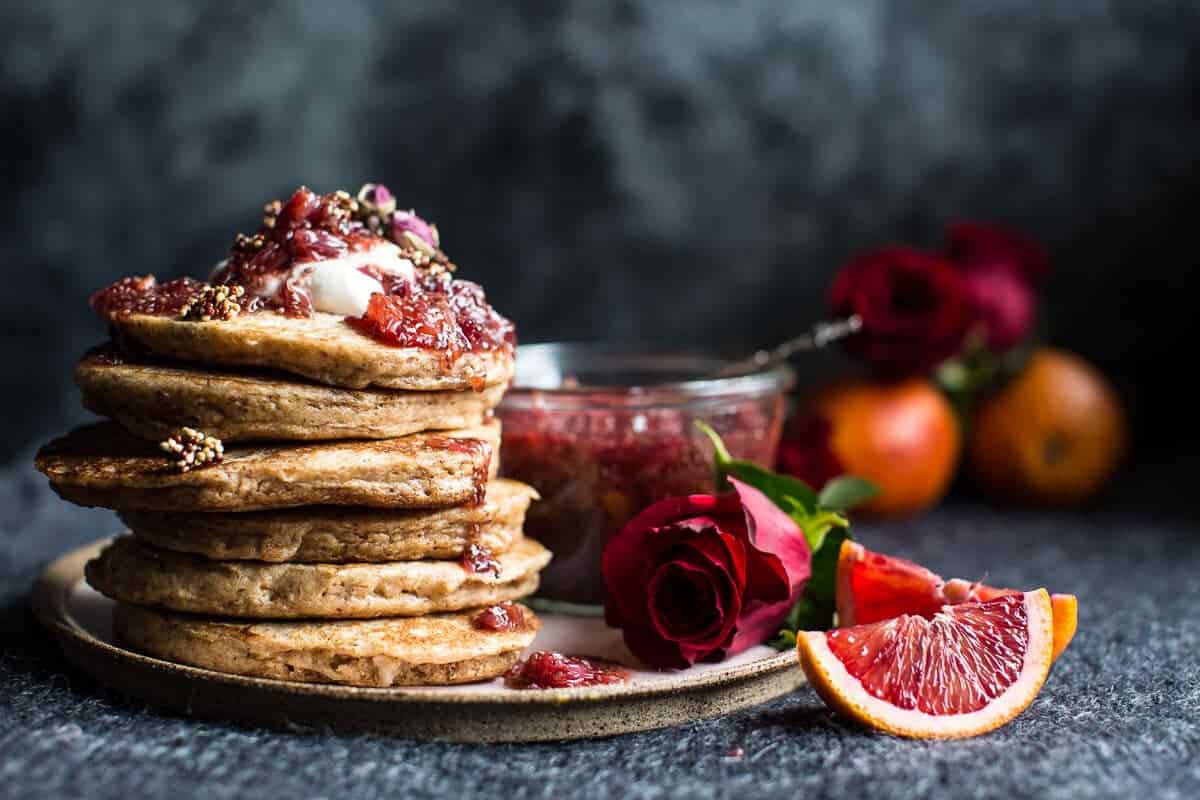 Coconut Quinoa Pancakes with Citrus Whipped Ricotta and Rosy Blood Orange Jam | halfbakedharvest.com @hbharvest