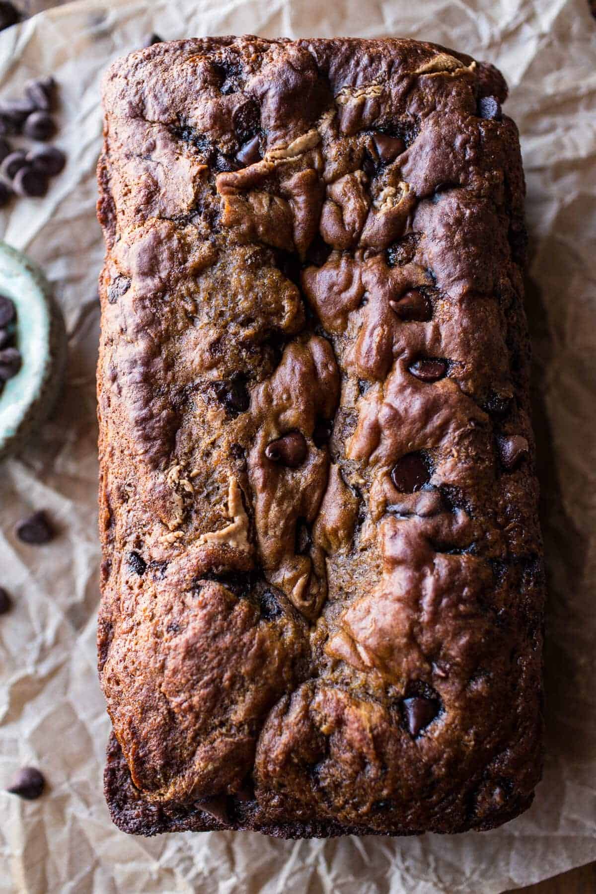 Chocolate Chip Almond Butter Banana Bread | halfbakedharvest.com @hbharvest