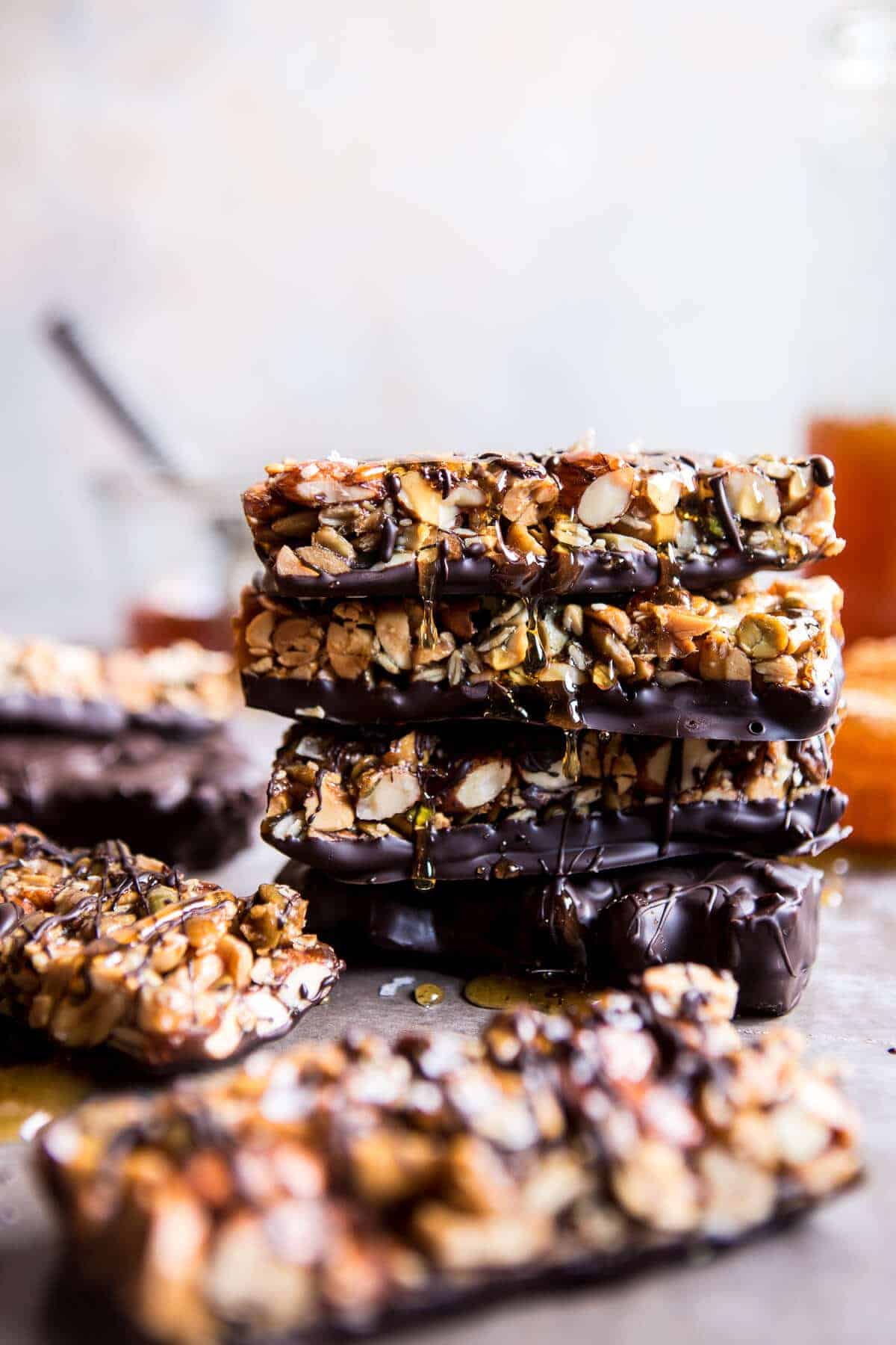 Chocolate Dunked Salted Honey Nut Bars | halfbakedharvest.com @hbharvest