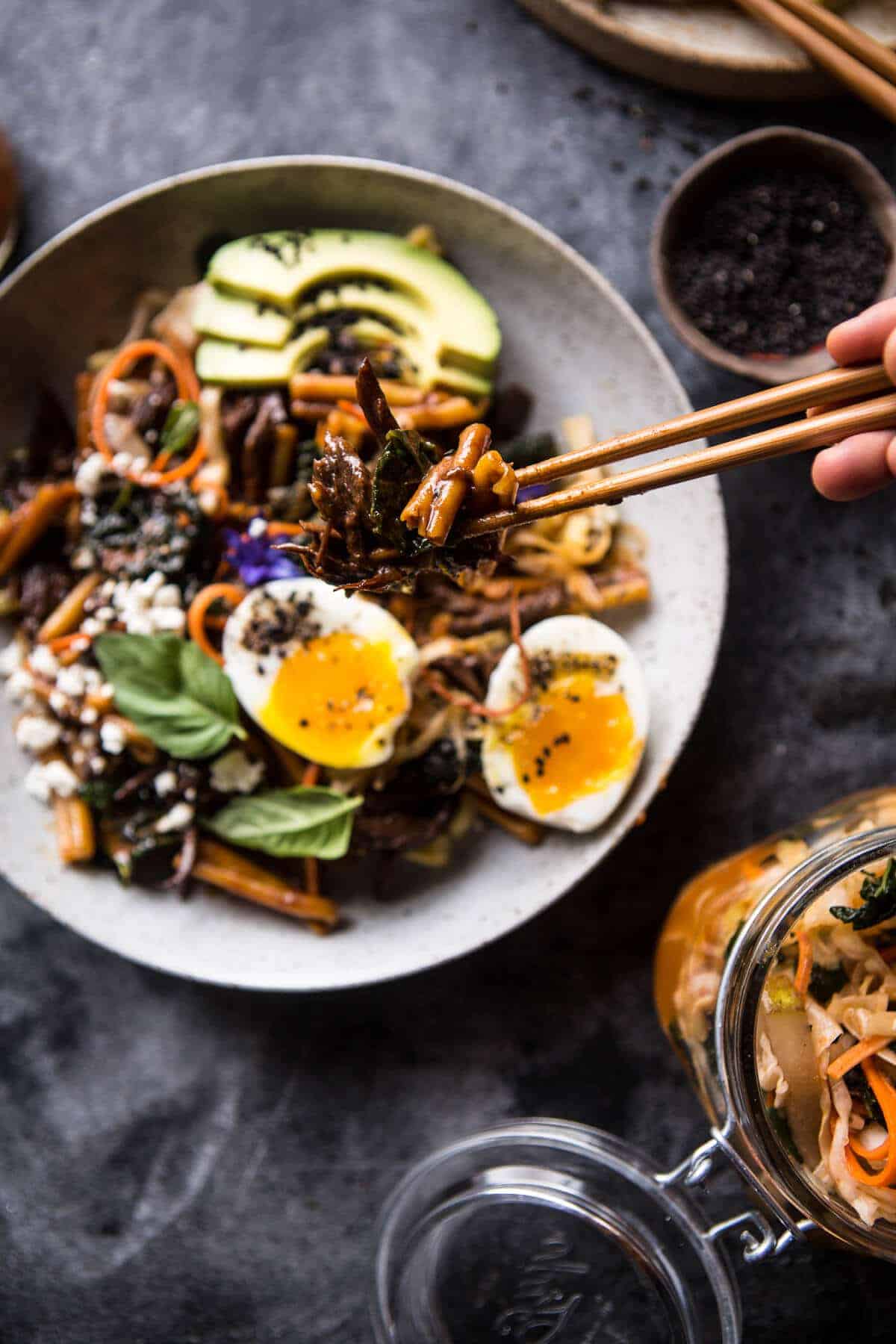 Korean Braised Short Rib and Kimchi Pasta | halfbakedharvest.com @hbharvest