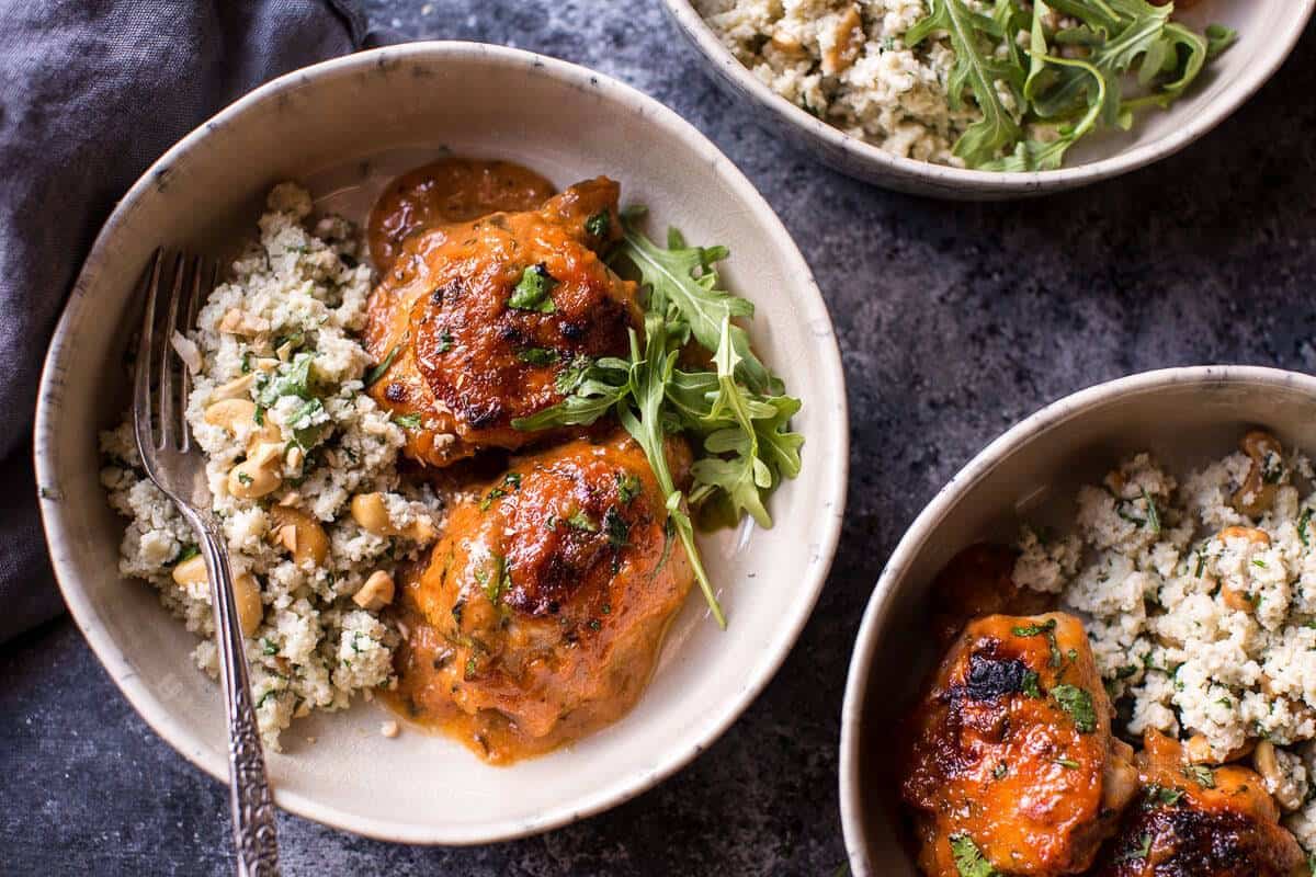 Sweet and Sticky 3 Ingredient Apricot Chicken (with Cauliflower Rice) | halfbakedharvest.com @hbharvest