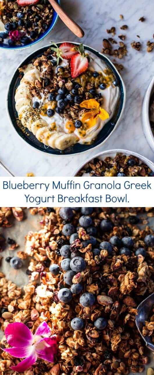 Blueberry Muffin Granola Greek Yogurt Breakfast Bowl | halfbakedharvest.com @hbharvest