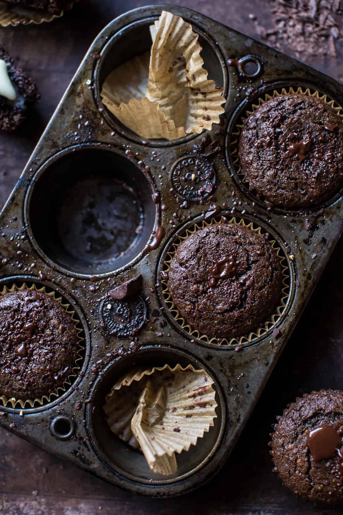 Double Chocolate Irish Tea Infused Oat Muffins | halfbakedharvest.com @hbharvest