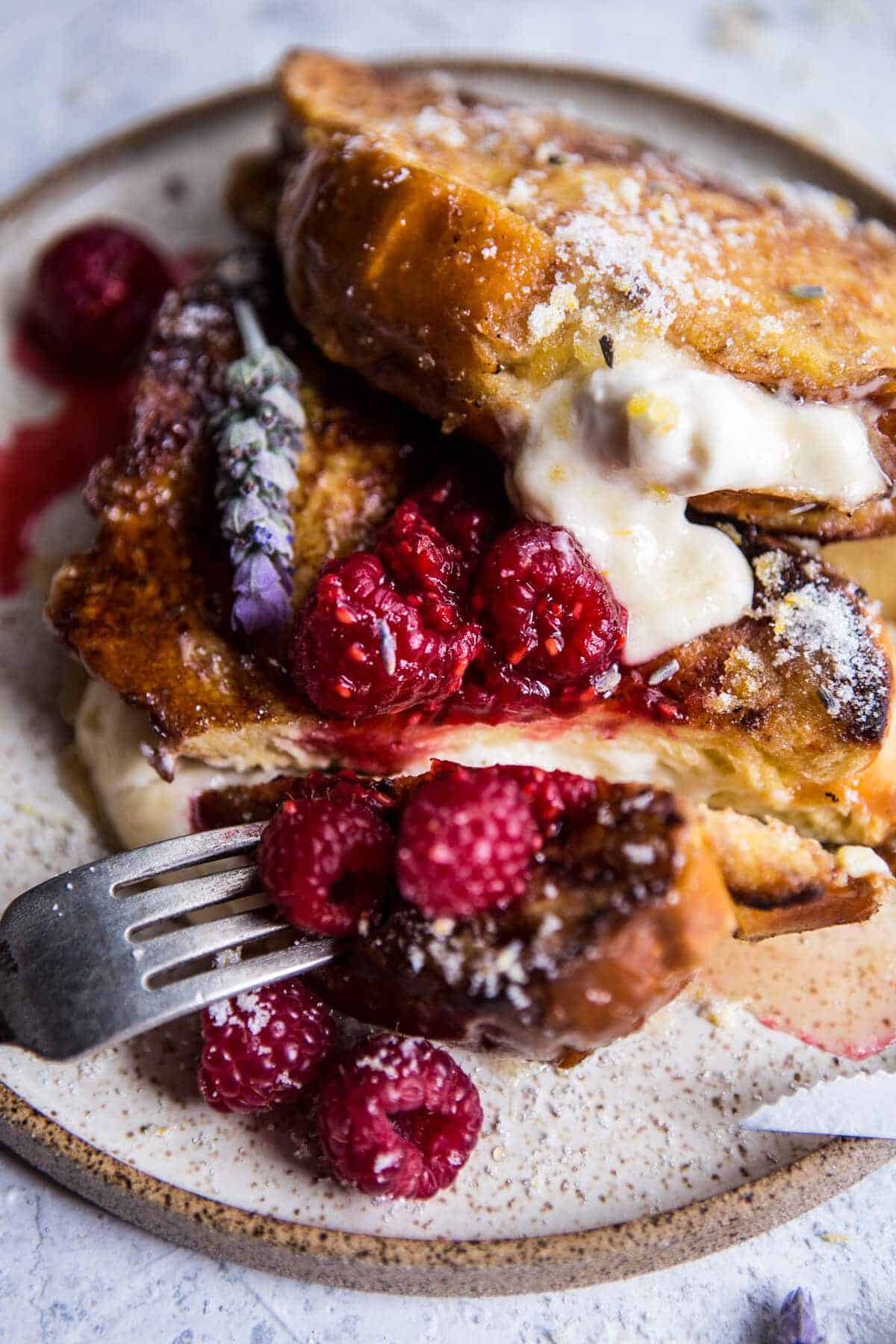 Whipped Cream Cheese Stuffed French Toast with Raspberries | halfbakedharvest.com @hbharvest