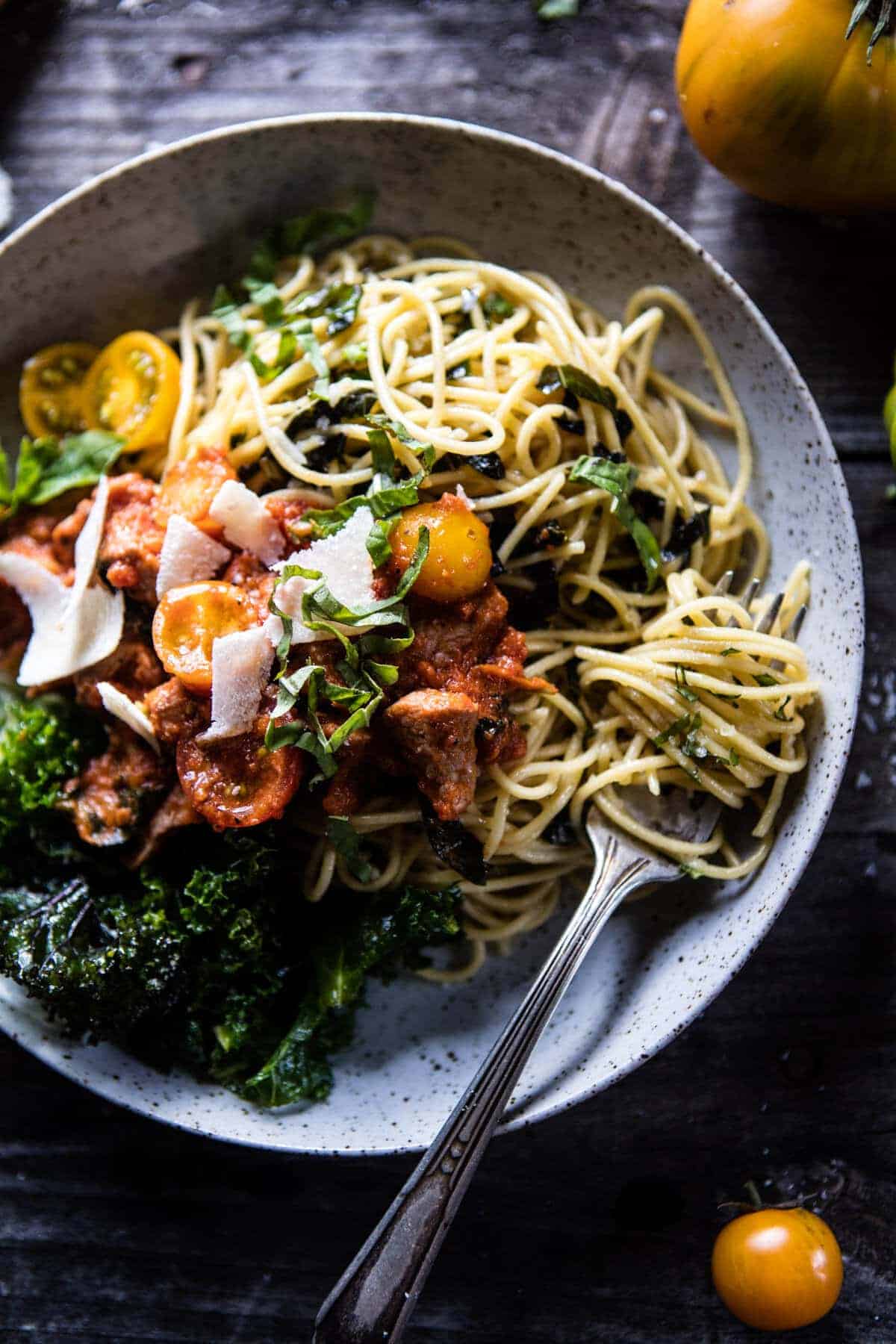 30 Minute Garlic Butter Pasta with Herbed Pork Bolognese | halfbakedharvest.com @hbharvest