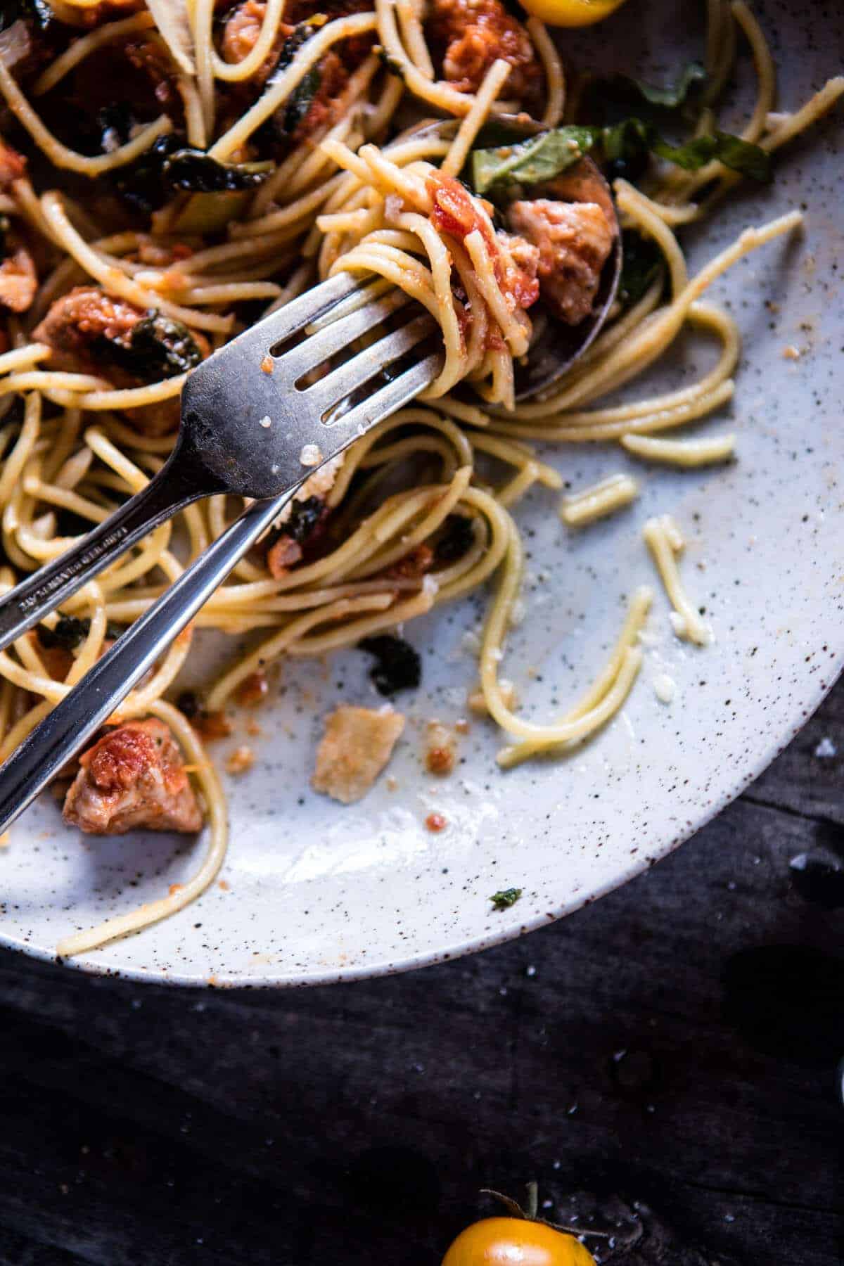 30 Minute Garlic Butter Pasta with Herbed Pork Bolognese | halfbakedharvest.com @hbharvest