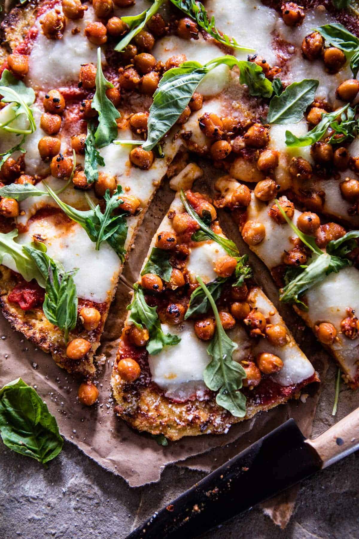 Cauliflower Crust Pizza with Chickpea Pepperoni | halfbakedharvest.com @hbharvest