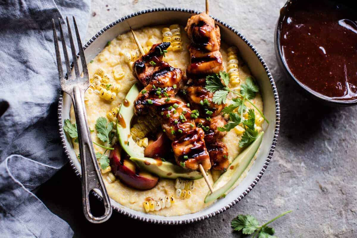 Honey BBQ Chicken and Charred Corn Polenta | halfbakedharvest.com @hbharvest