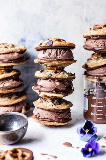 Salted Pretzel Nutella Cookie Ice Cream Sandwiches | halfbakedharvest.com @hbharvest