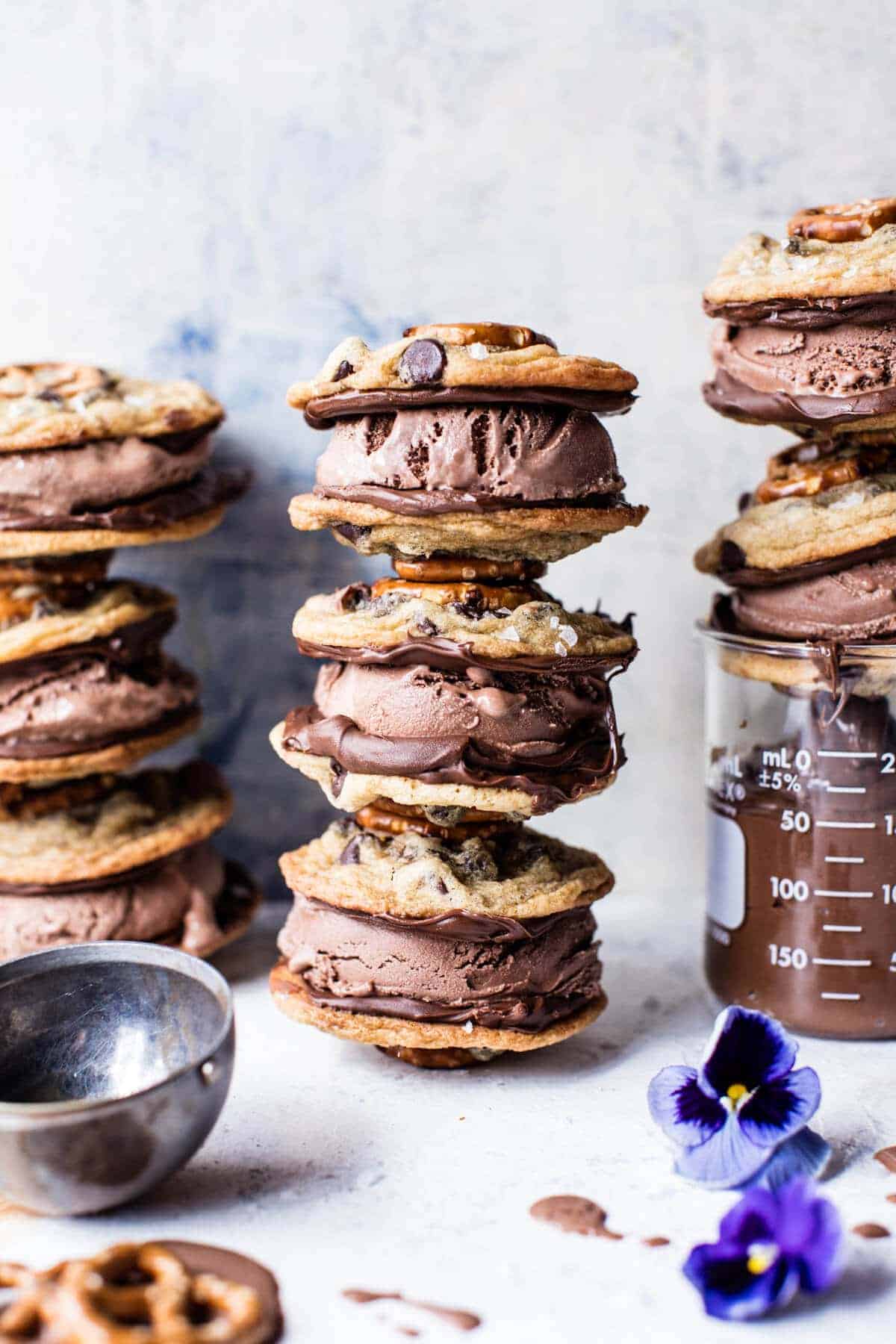 Salted Pretzel Nutella Cookie Ice Cream Sandwiches | halfbakedharvest.com @hbharvest