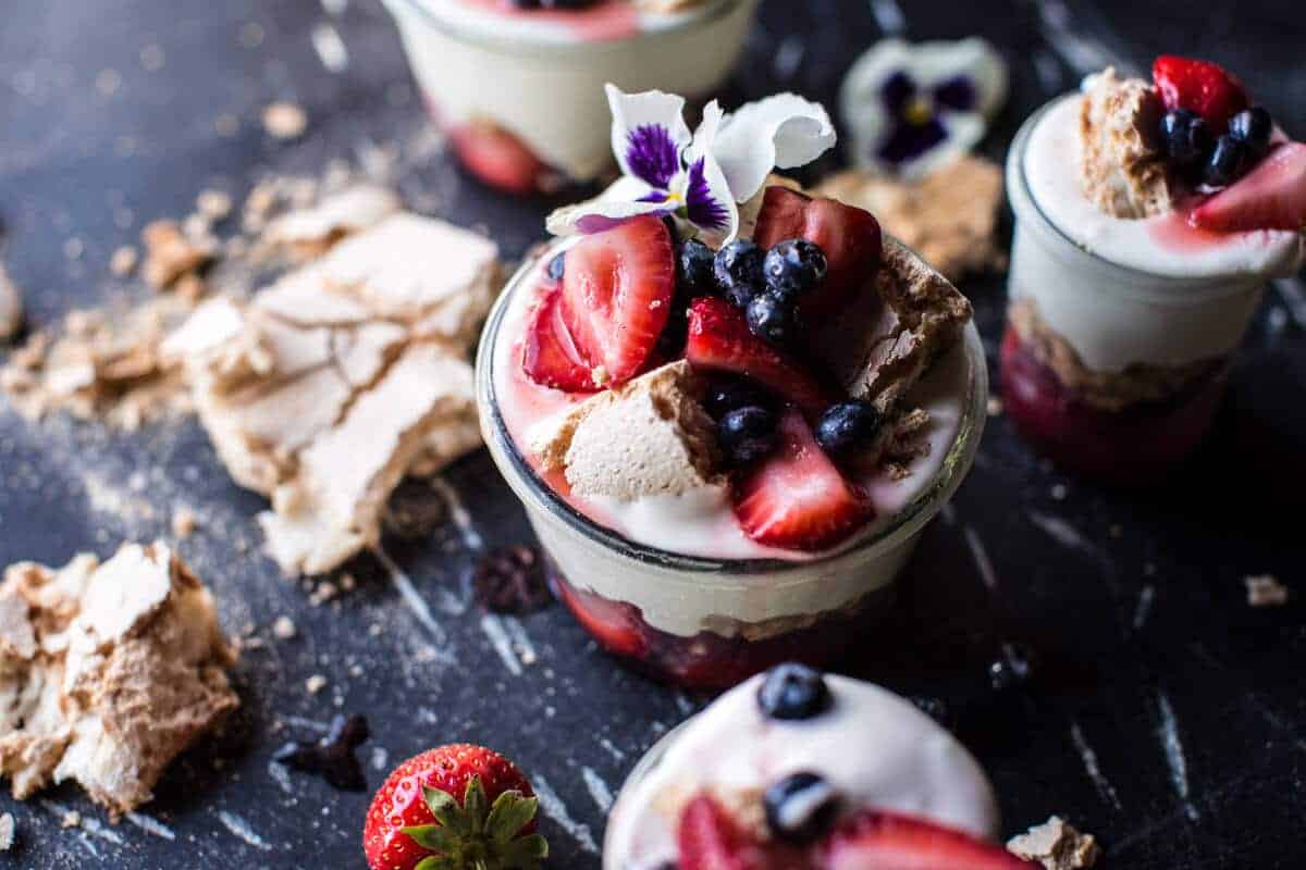 Very Berry Cheesecake Ice Cream Pavlova Jars | halfbakedharvest.com @hbharvest