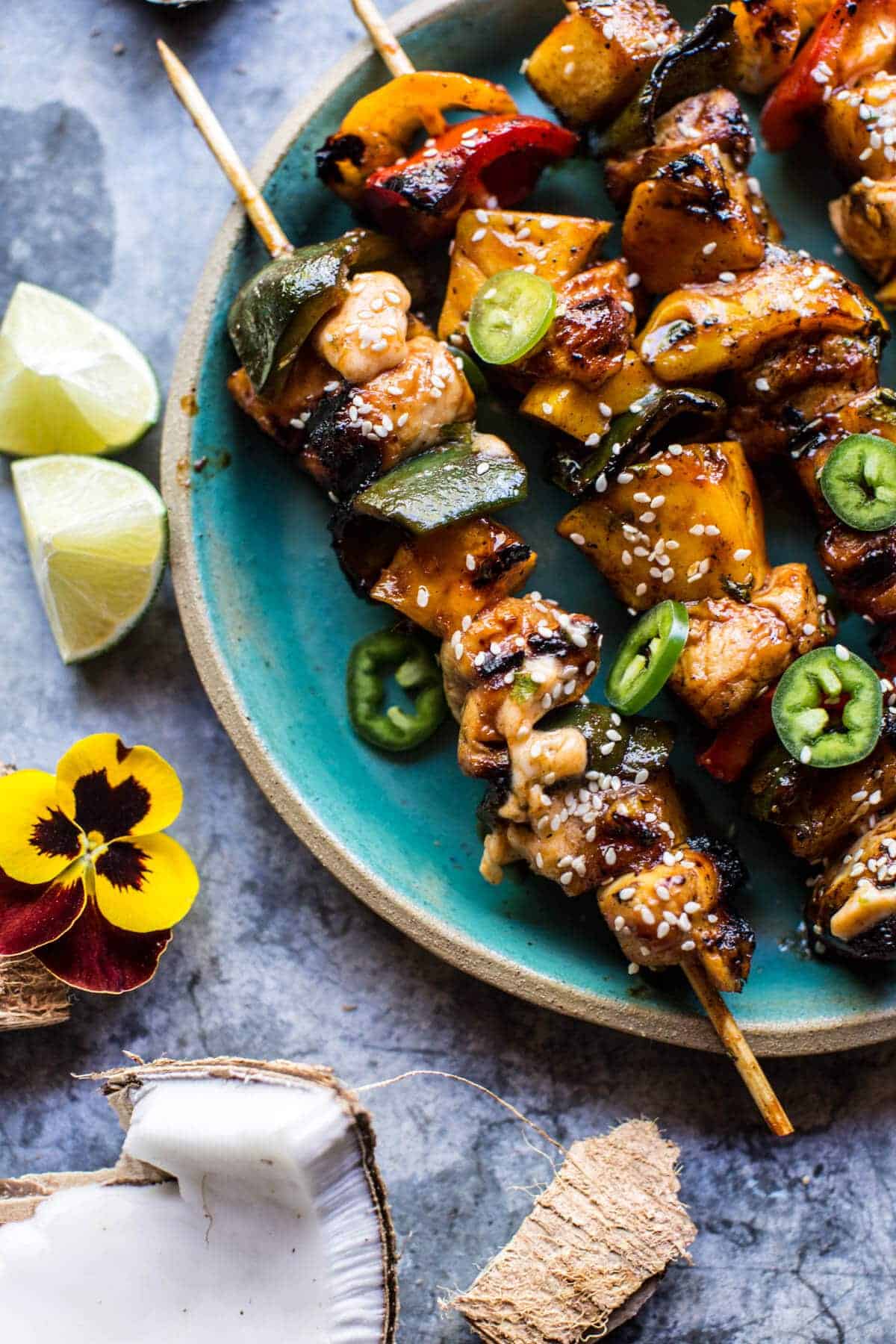 Hawaiian BBQ Skewers with Sriracha Lime Butter | halfbakedharvest.com @hbharvest