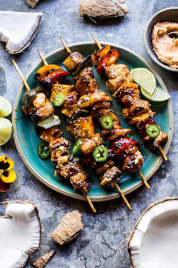 Hawaiian BBQ Skewers with Sriracha Lime Butter | halfbakedharvest.com @hbharvest