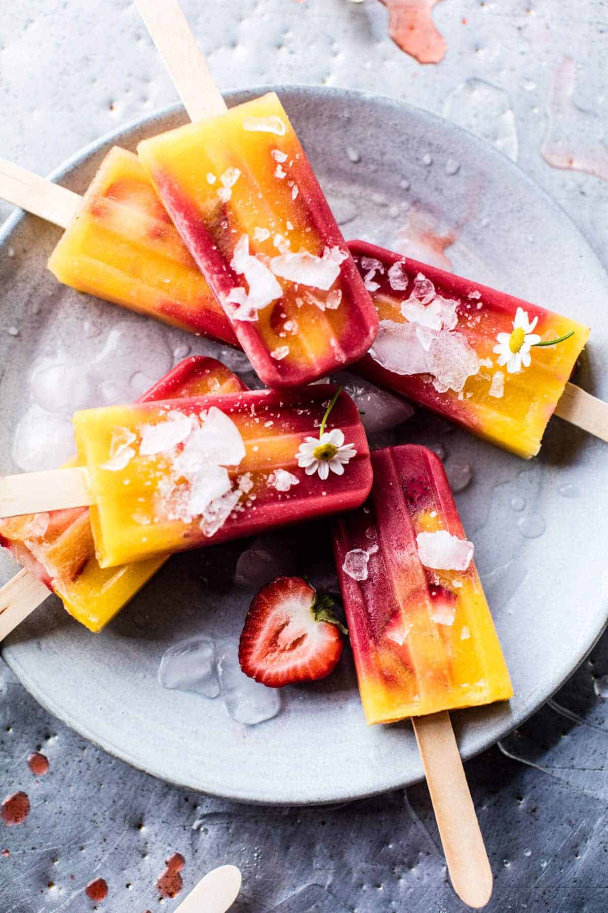 Three Ingredient Strawberry Mango Popsicles | halfbakedharvest.com @hbharvest