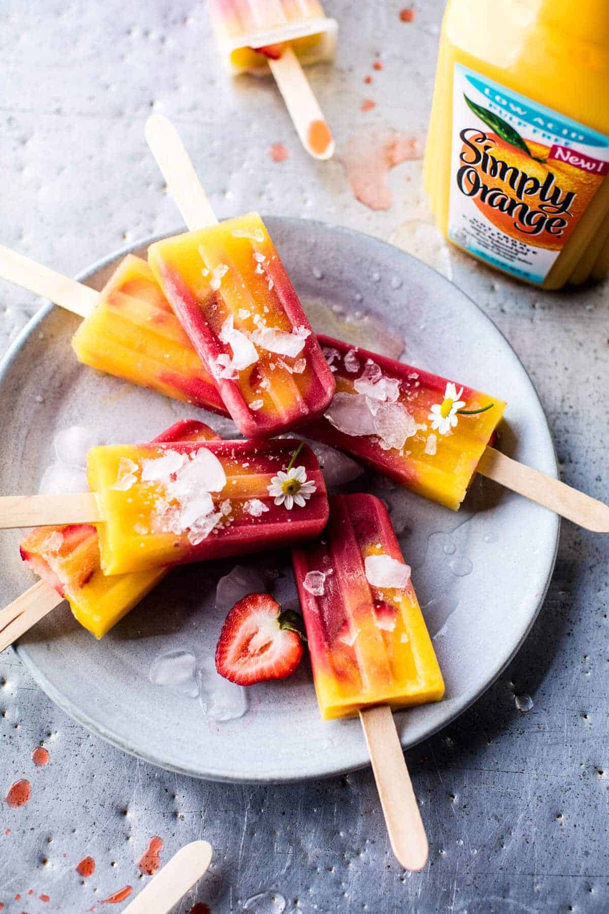 Three Ingredient Strawberry Mango Popsicles | halfbakedharvest.com @hbharvest