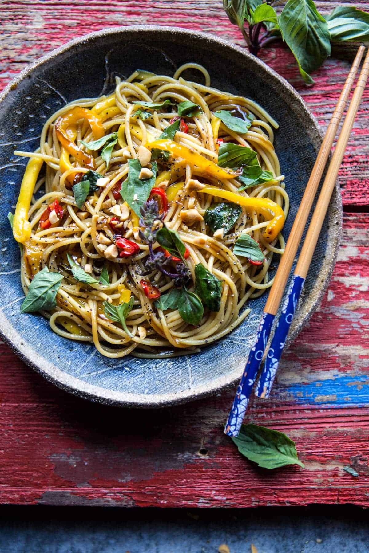 15 Minute Bangkok Peanut Mango Pasta | halfbakedharvest.com @hbharvest