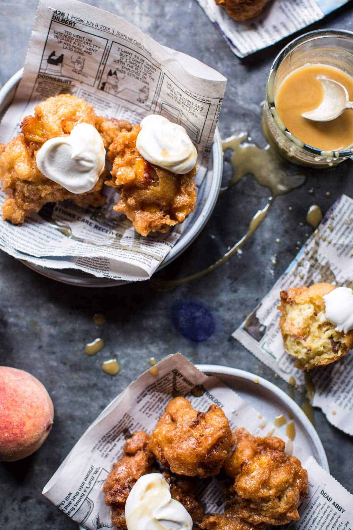 Bourbon Glazed Peach Fritters | halfbakedharvest.com @hbharvest