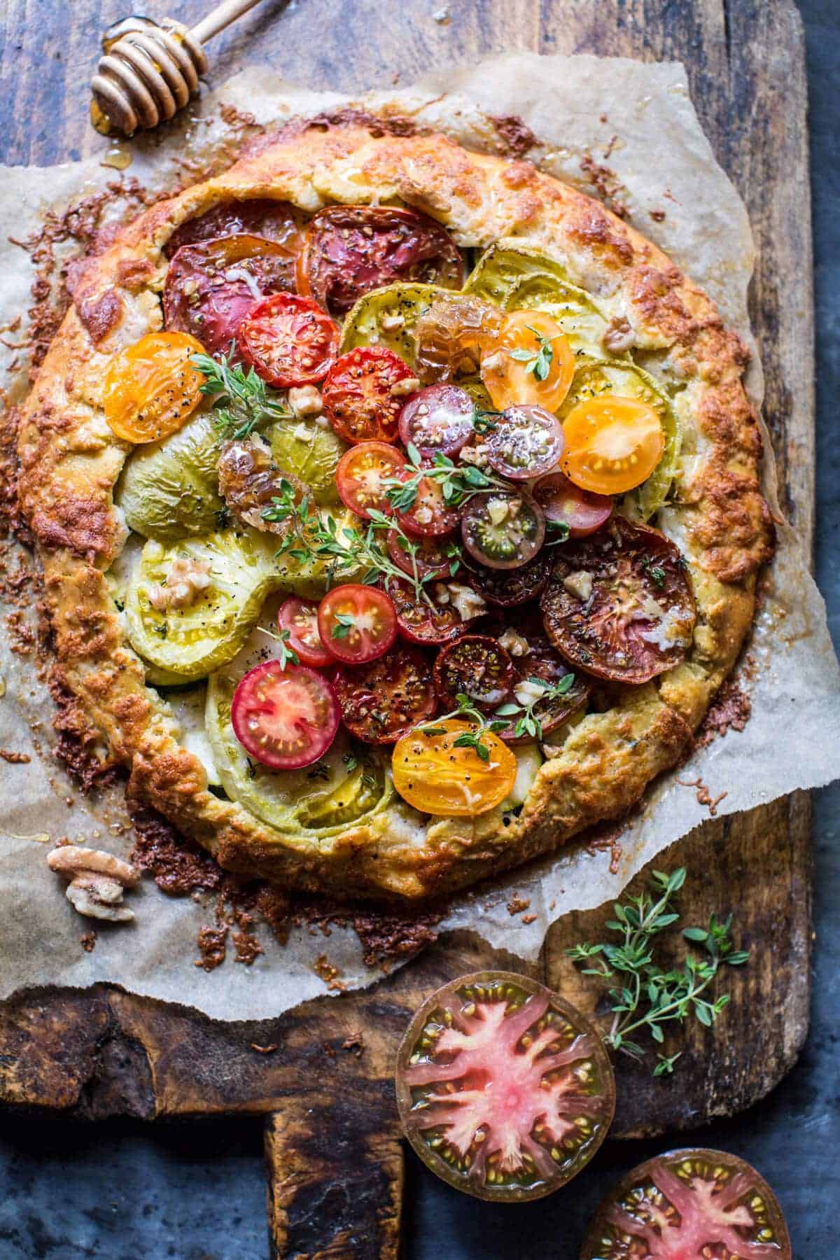 Heirloom Tomato and Zucchini Galette with Honey + Thyme | halfbakedharvest.com @hbharvest