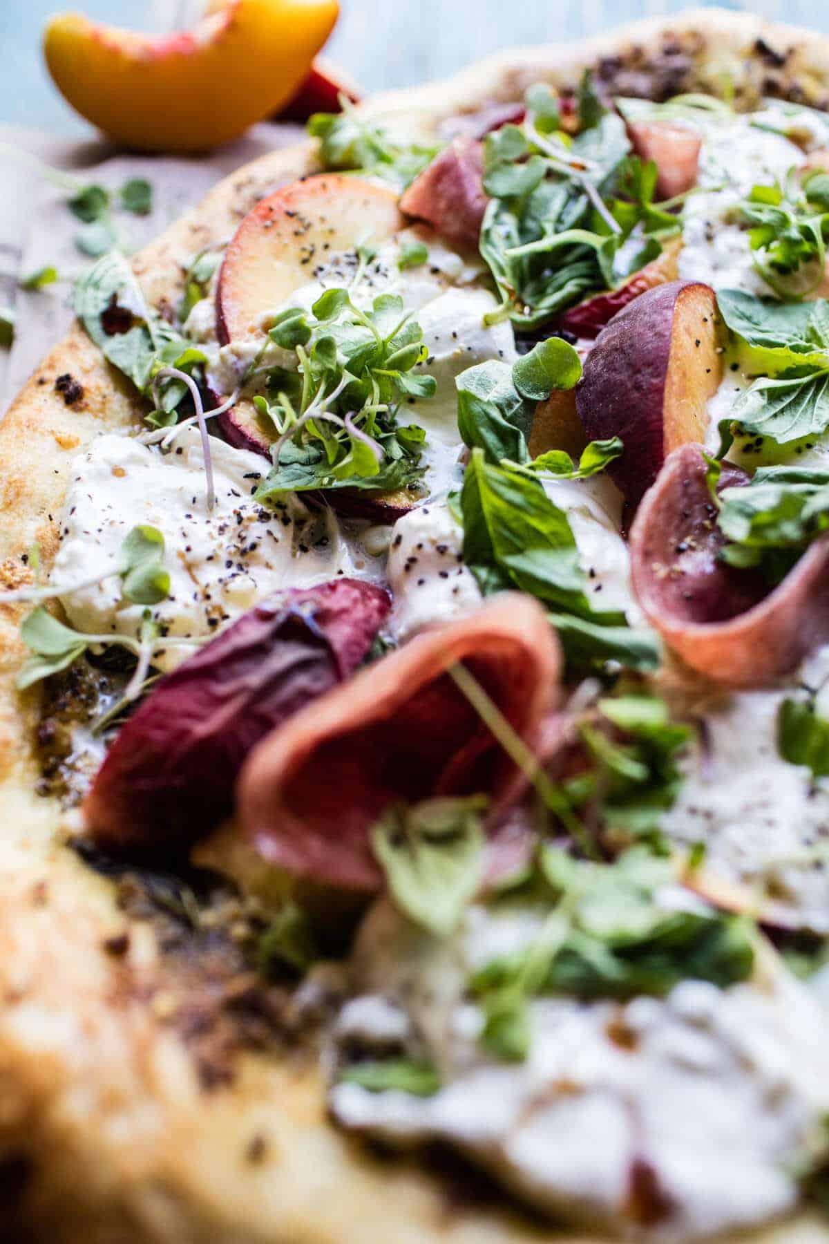 Peach Burrata Pizza with Honey Balsamic | halfbakedharvest.com @hbharvest