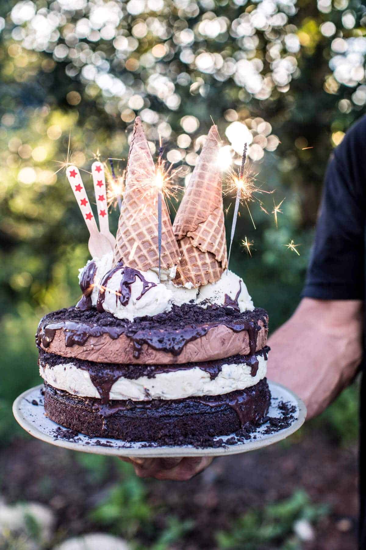 Triple Layer Chocolate Fudge Ice Cream Cake | halfbakedharvest.com @hbharvest