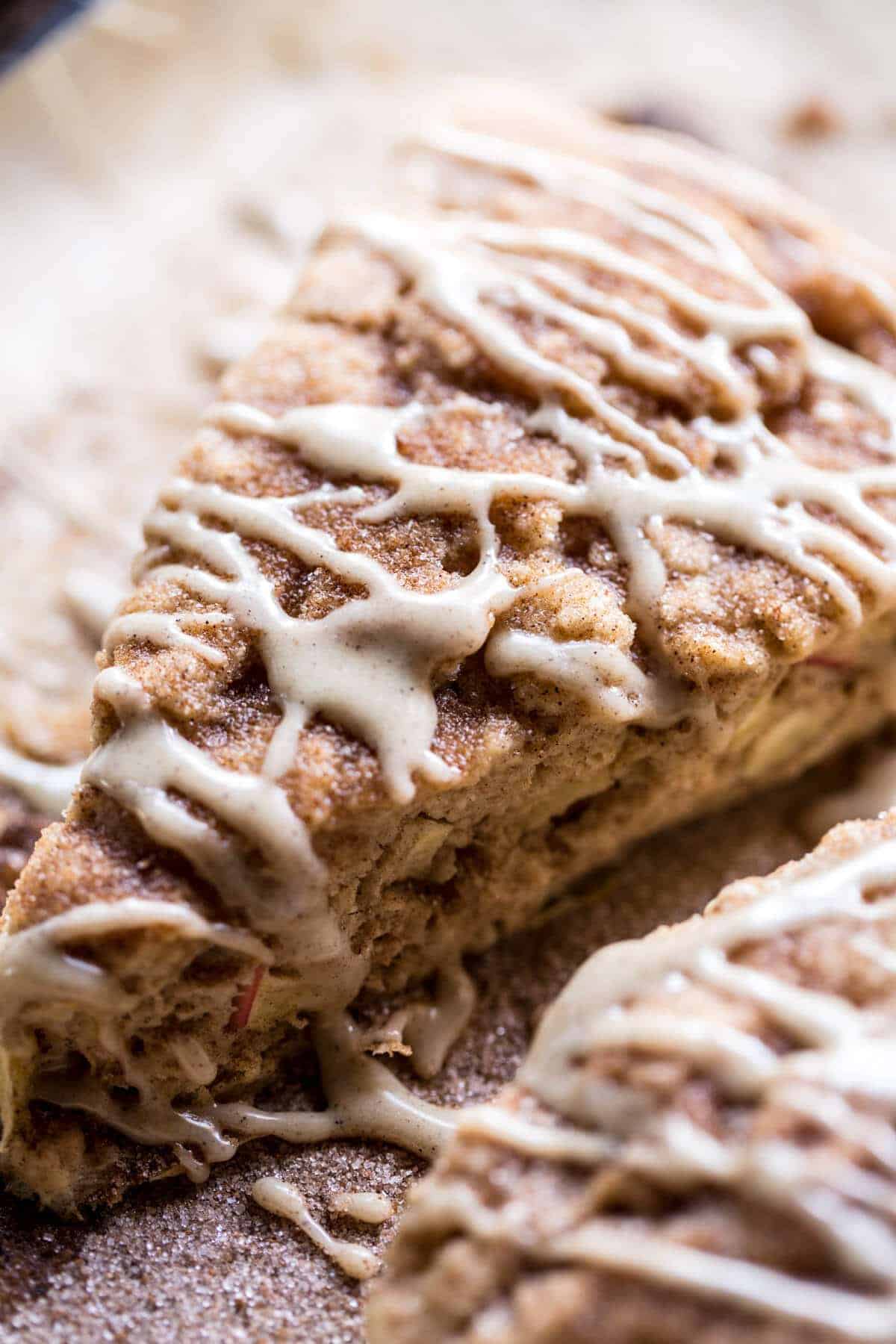 Brown Butter Maple Glazed Cinnamon Apple Scones | halfbakedharvest.com @hbharvest