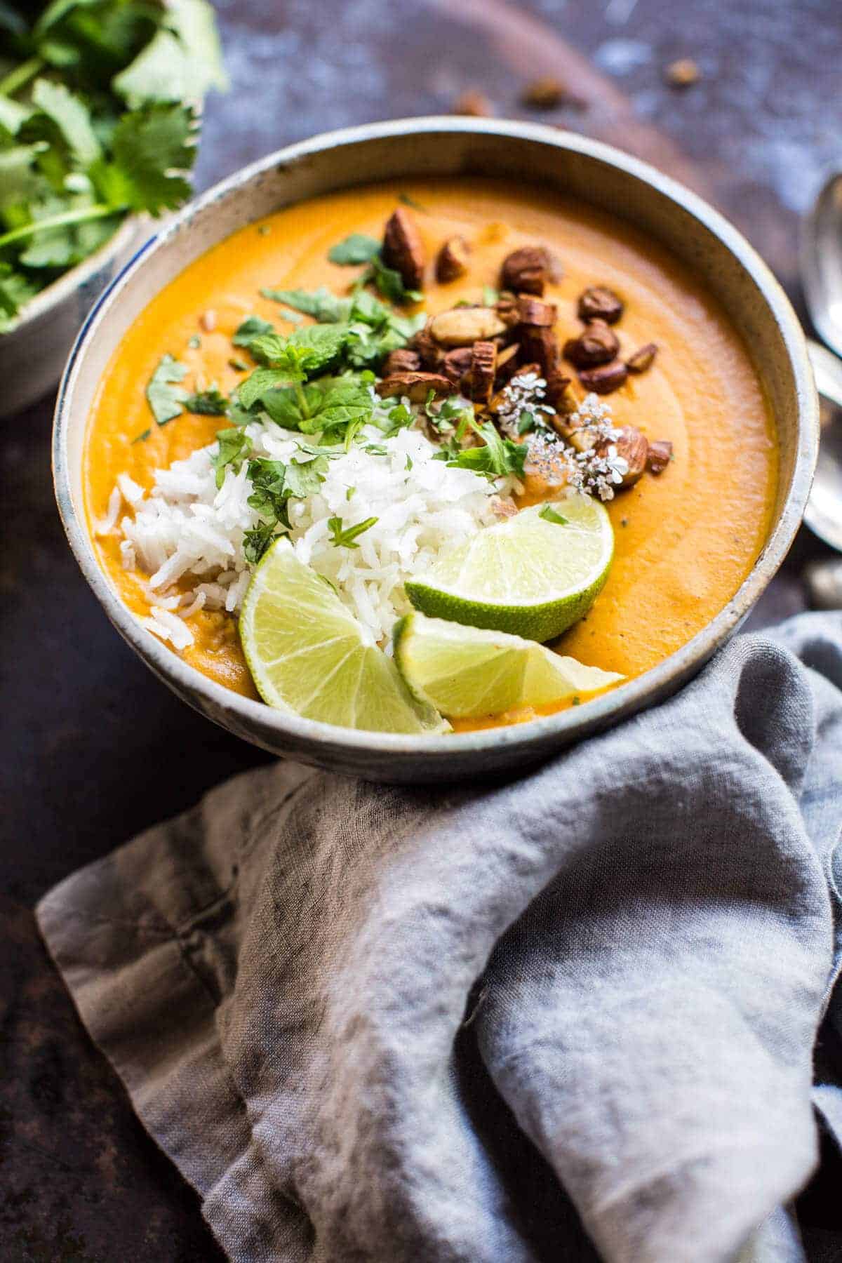 Creamy Thai Carrot Sweet Potato Soup | halfbakedharvest.com @hbharvest