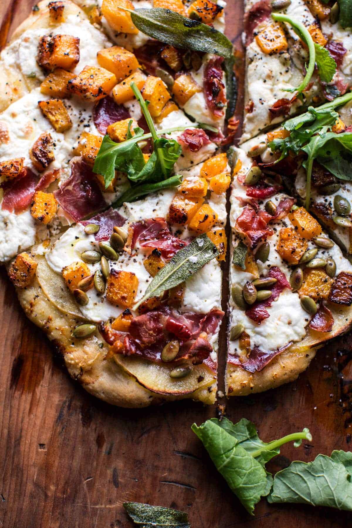 Roasted Butternut Squash Apple Burrata Pizza | halfbakedharvest.com @hbharvest
