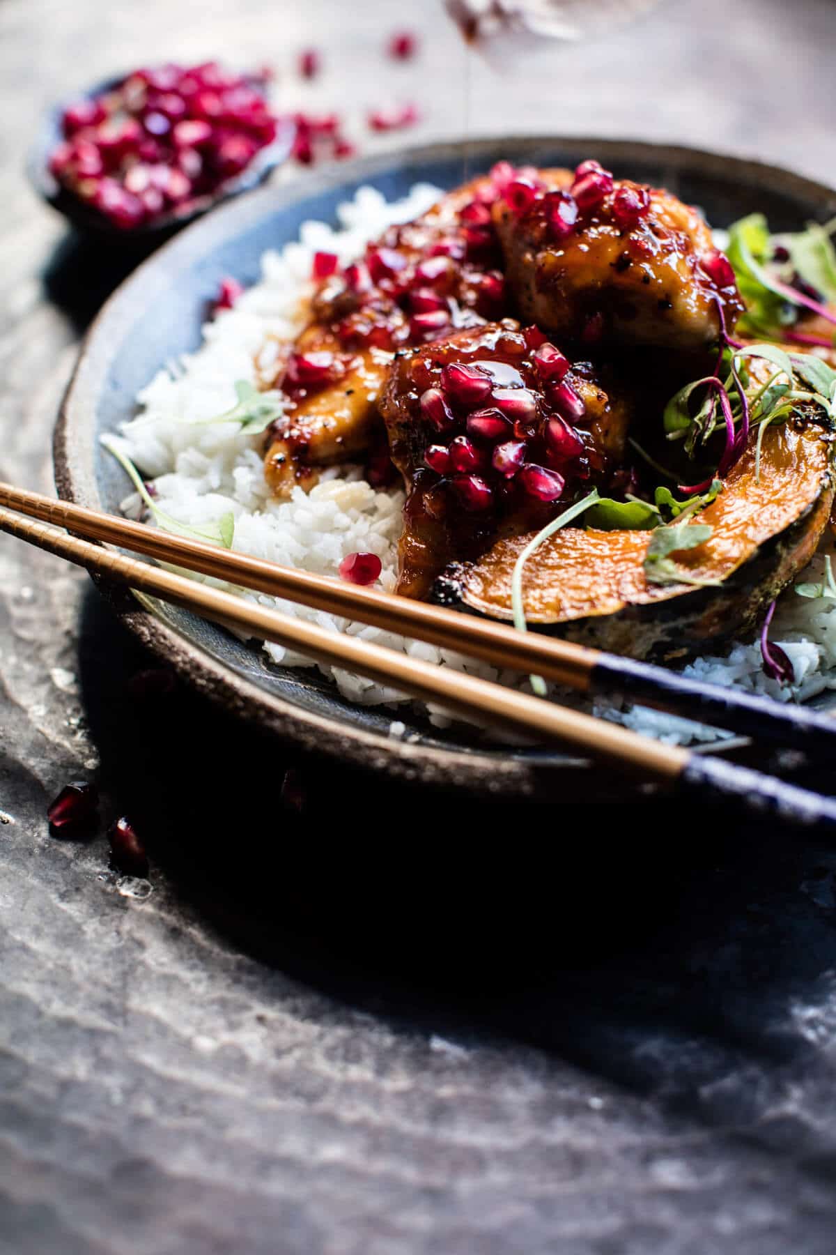 Sheet Pan Sticky Pomegranate Chicken and Honey Roasted Squash | halfbakedharvest.com @hbharvest