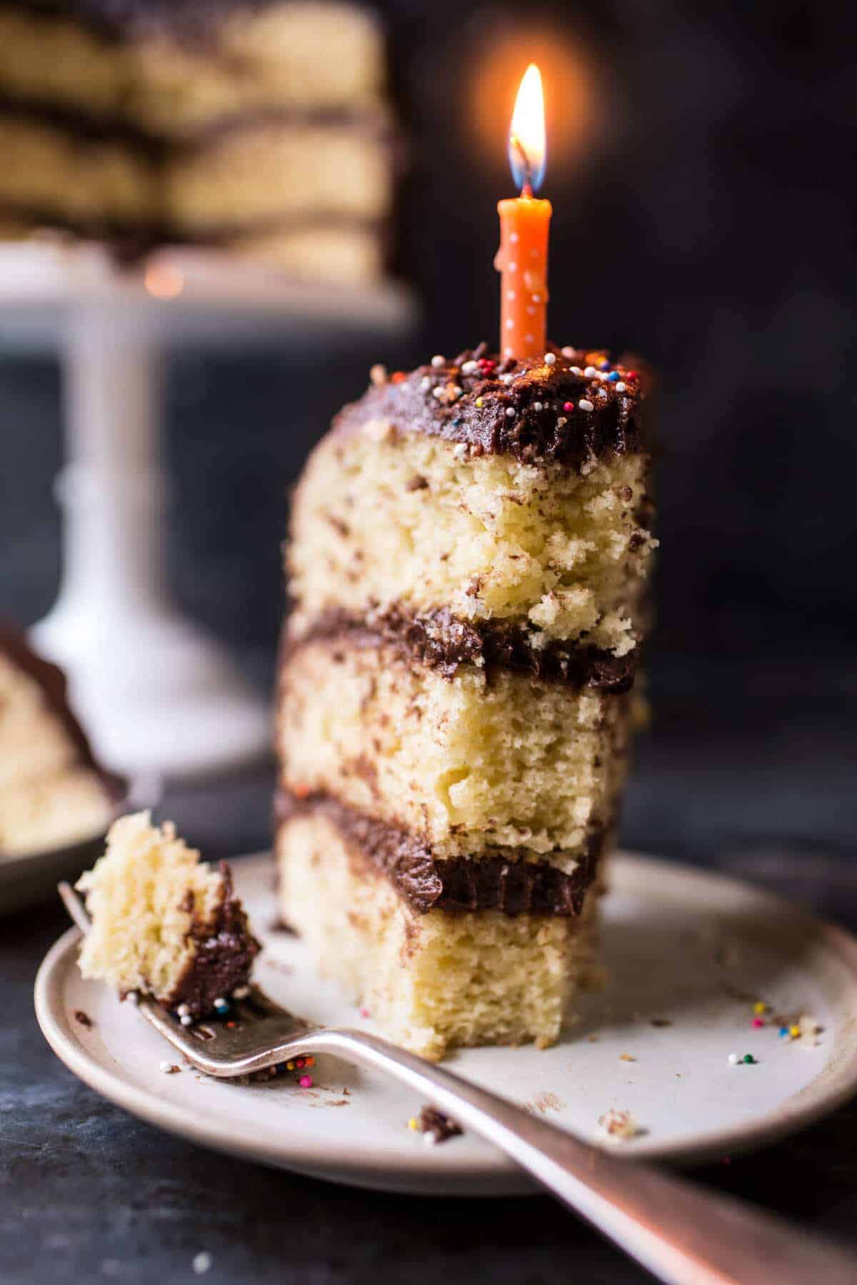 Vanilla Birthday Cake with Whipped Chocolate Buttercream | halfbakedharvest.com @hbharvest