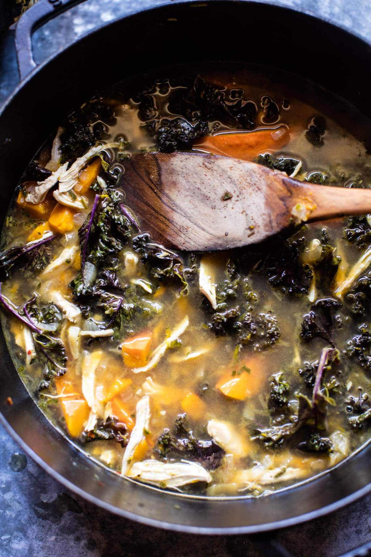 Italian Pumpkin and Kale Chicken Noodle Soup with Fontina Toast | halfbakedharvest.com @hbharvest