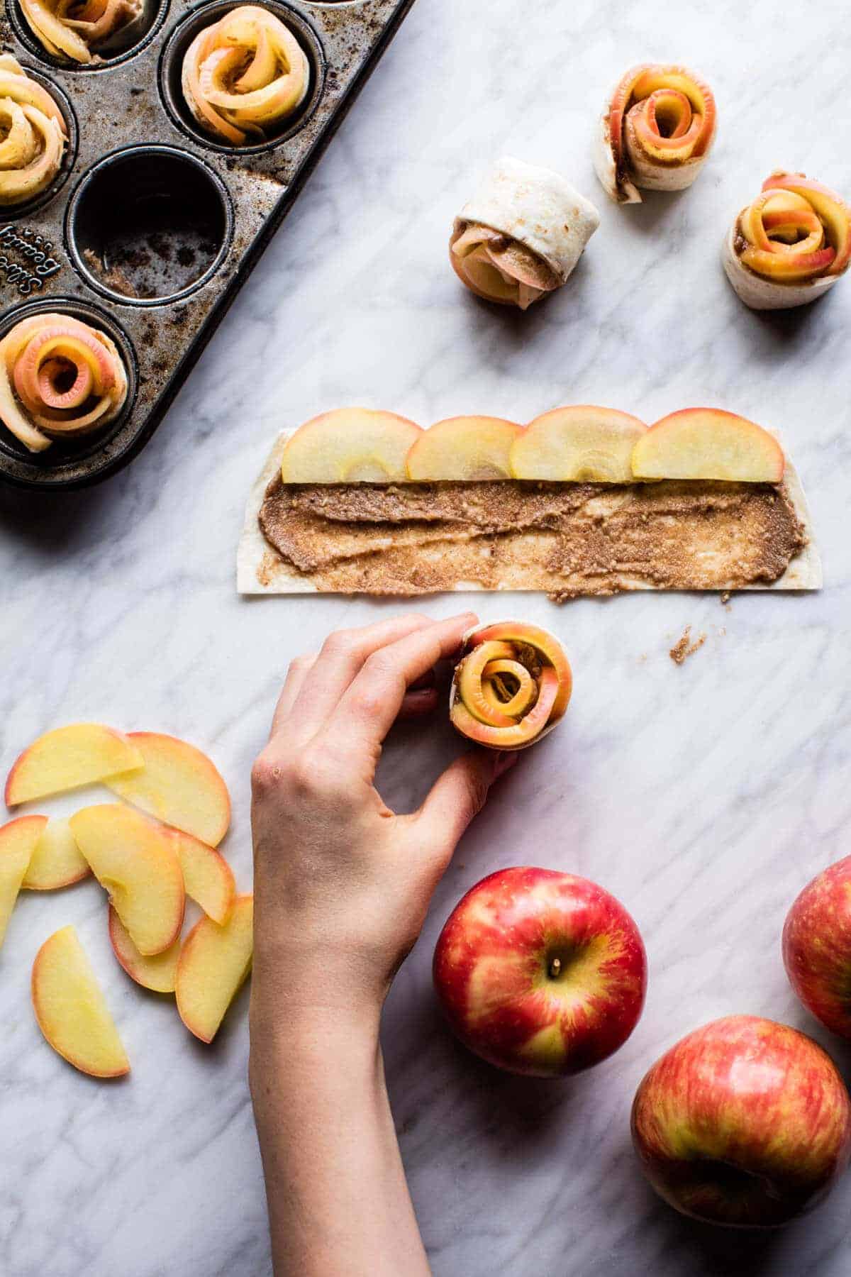 Mini Pecan Butter Apple Roses | halfbakedharvest.com @hbharvest