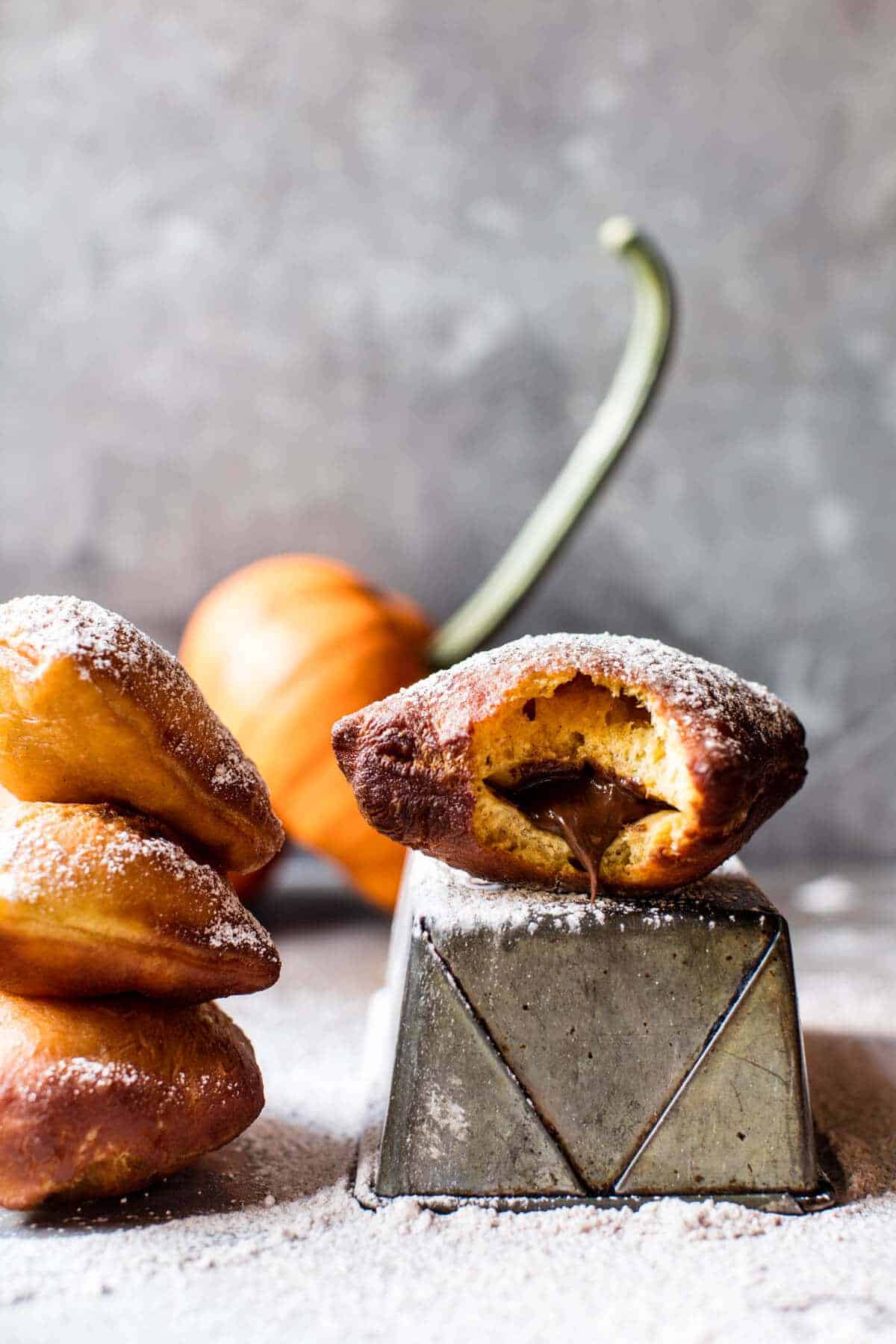 Nutella Stuffed Pumpkin Beignets | halfbakedharvest.com @hbharvest