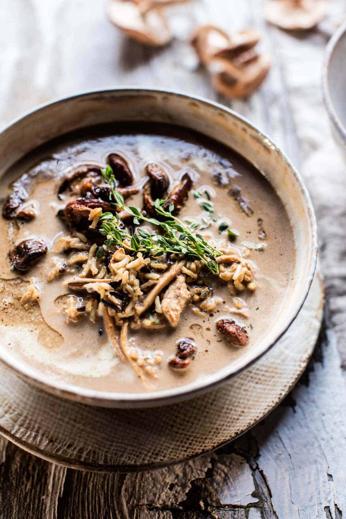 Cream of Mushroom Chicken Wild Rice Soup | halfbakedharvest.com @hbharvest