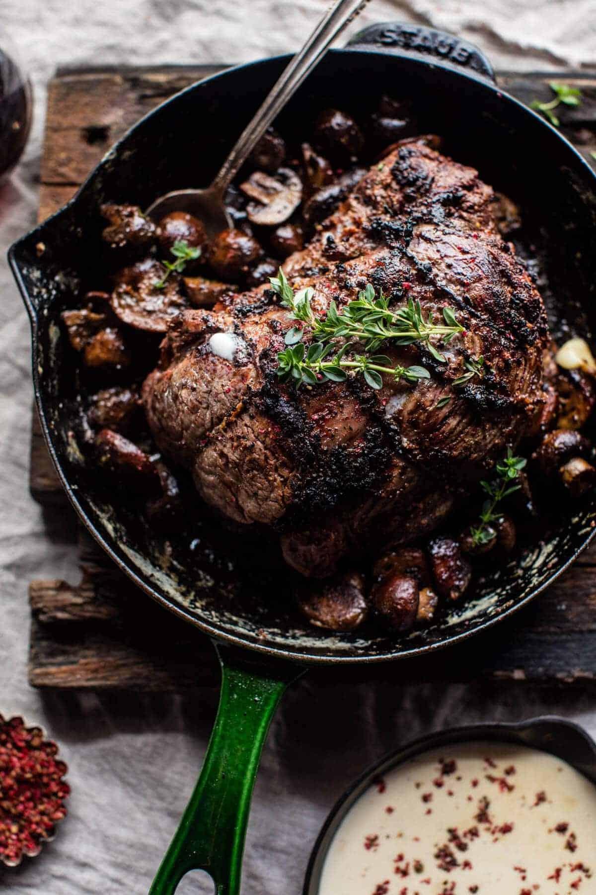 Roasted Beef Tenderloin with Mushrooms and White Wine Cream Sauce | halfbakedharvest.com @hbharvest