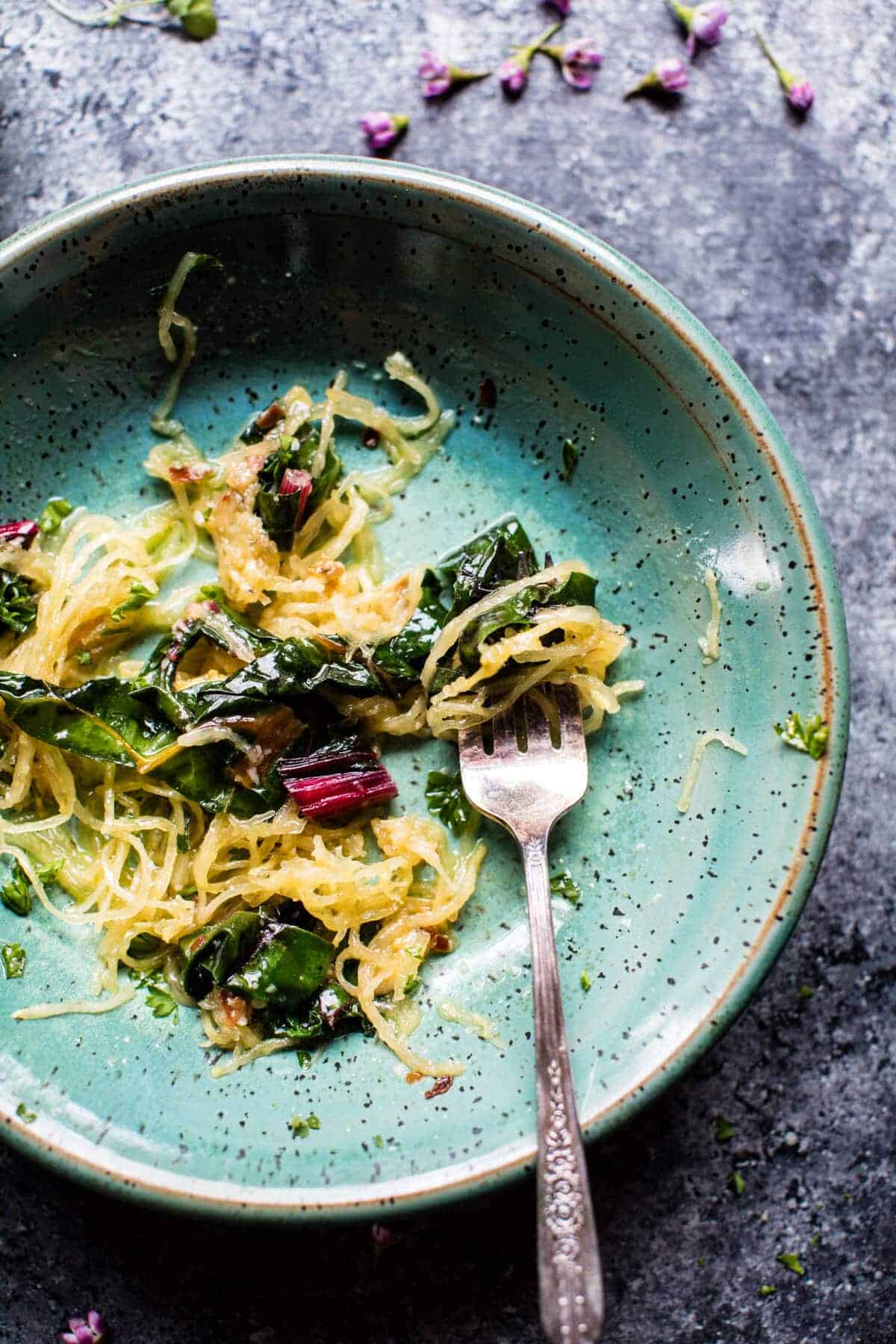 Spaghetti Squash Aglio E Olio with Rainbow Chard | halfbakedharvest.com @hbharvest