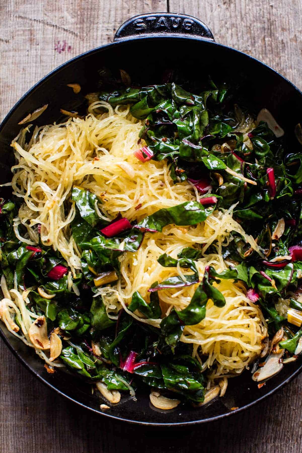 Spaghetti Squash Aglio E Olio with Rainbow Chard | halfbakedharvest.com @hbharvest